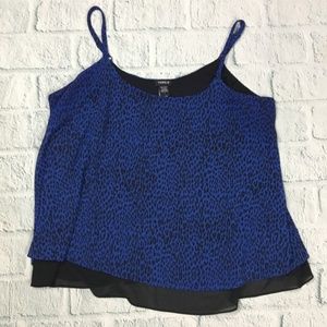 Torrid Blue & Black Chiffon Leopard Print Tank